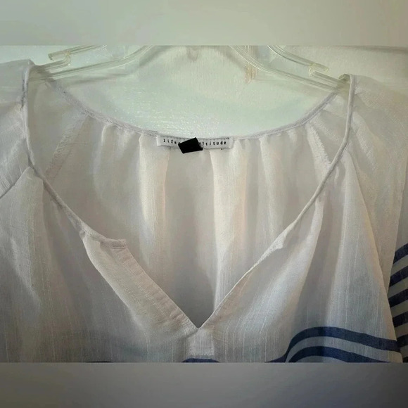 Lifestyle Attitude sheer blue and white striped blouse - Picture 7 of 8